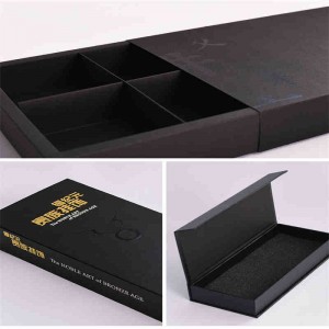 Custom printed high quality hard cardboard black paper box gift