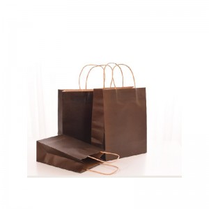 Custom Printed Hand Shopping Brown Kraft Paper Bag with handles