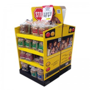 Innovative Backlit 3 Shelf/Tier Paper Cardboard Floor Display Standing for Cookies/Biscuits/Bread/ Chocolate Racks